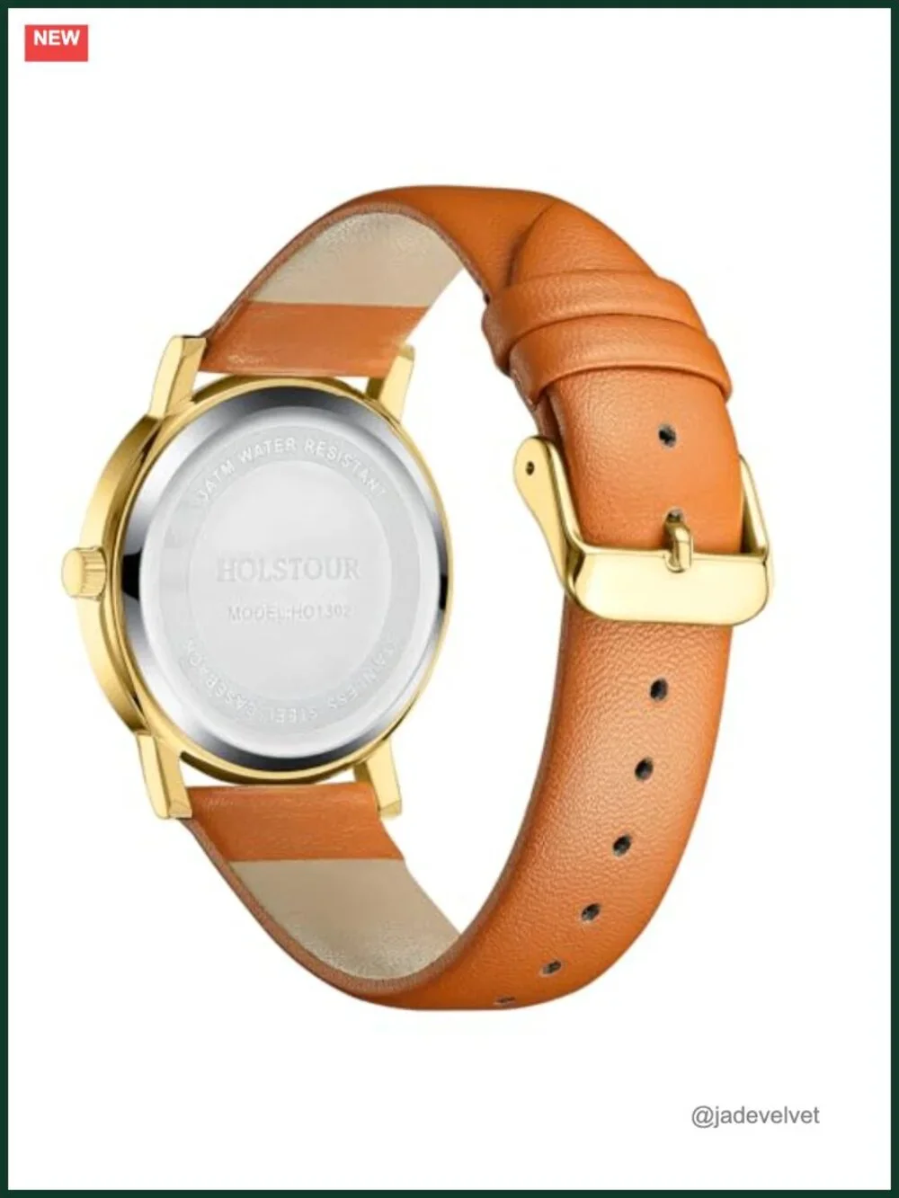 Women's Round Analog Quartz Watch Crystal Accent Leather Band